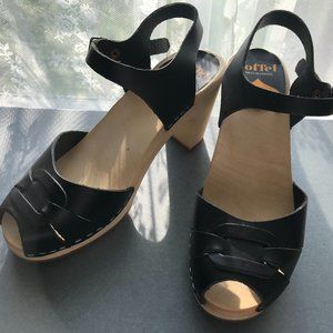 Swedish Hasbeens Peep Toe Super High Sandal Black